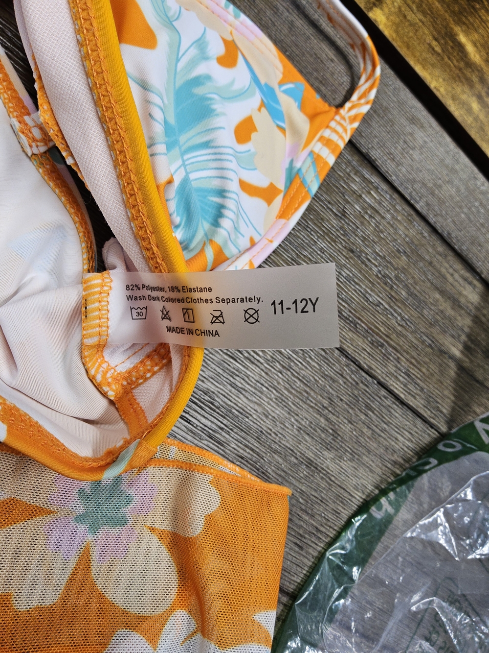 New Girls Size 11/12 Orange Floral Bikini Set with Sarong - Kids Swim - Picture 5 of 6